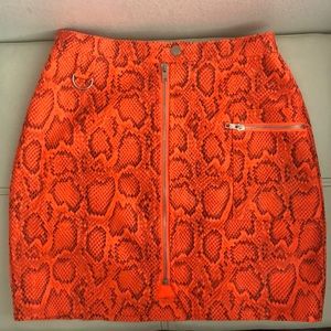Orange Snake Print Skirt